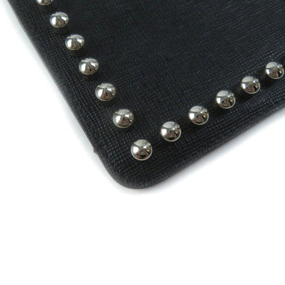 Fendi 8M0341 Karlito Karl Lagerfeld Motif Studded Leather Pouch In Black