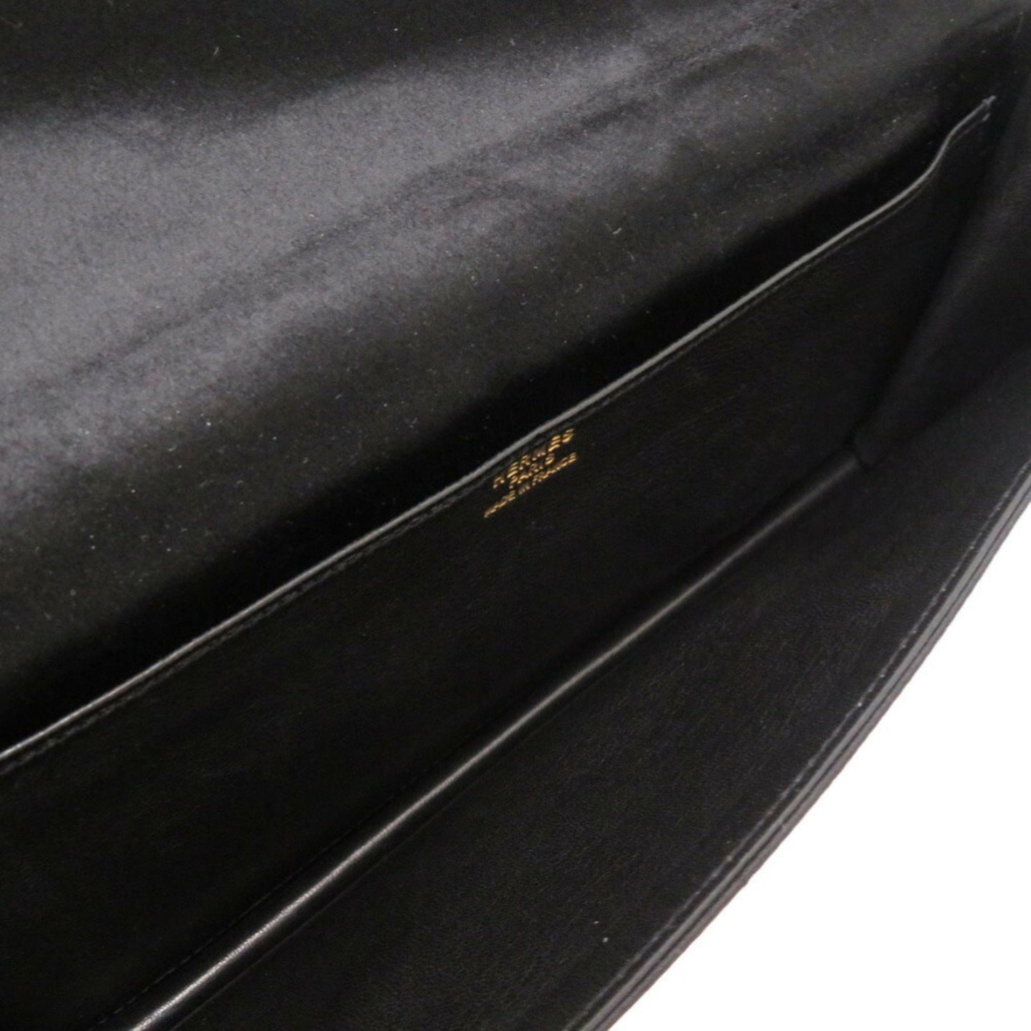Hermes Fako Satin Black ?K Stamped Clutch Bag 2065 Hermes