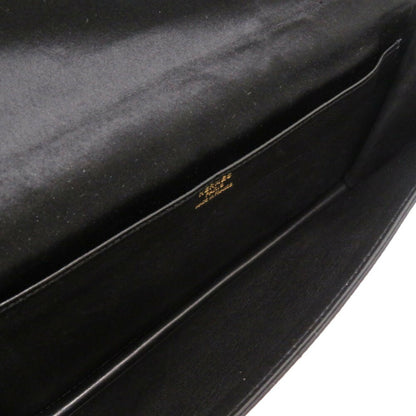 Hermes Fako Satin Black ?K Stamped Clutch Bag 2065 Hermes