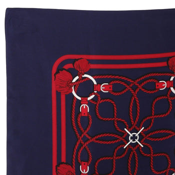 Hermes Carree Scarf Muffler Rope Pattern Silk Navy/Red