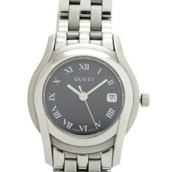 Gucci 5500L Stainless Steel Black Silver Dial Quartz Watch 1491Gucci