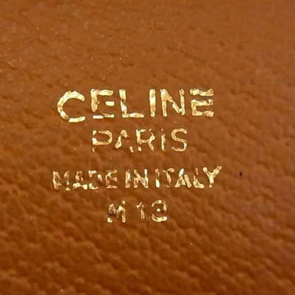 Celine M12 Macadam Clutch Bag In Brown Leather