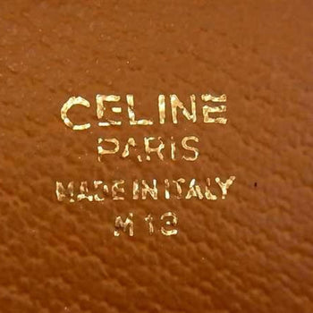 Celine M12 Macadam Clutch Bag In Brown Leather