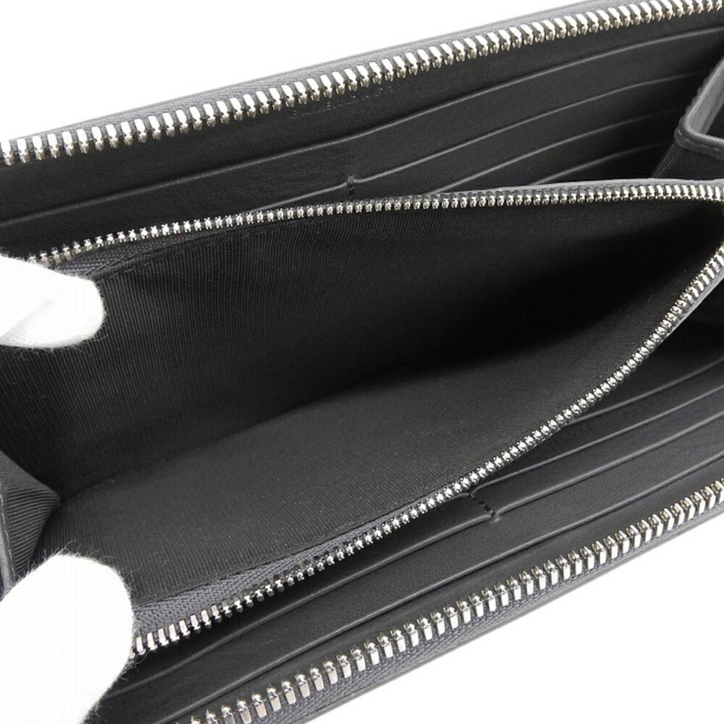 Balenciaga Paper Continental 504547 1110 Y 203437 Round Long Wallet Leather Grey