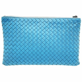 Bottega Veneta Pouch Intrecciato Clutch Bag Leather Light Blue Bottega Veneta Mesh Second Multi