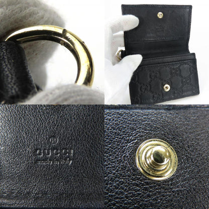 Gucci Business Card Holder/Card Case 323401 Shimmer Leather Black Holder Accessories