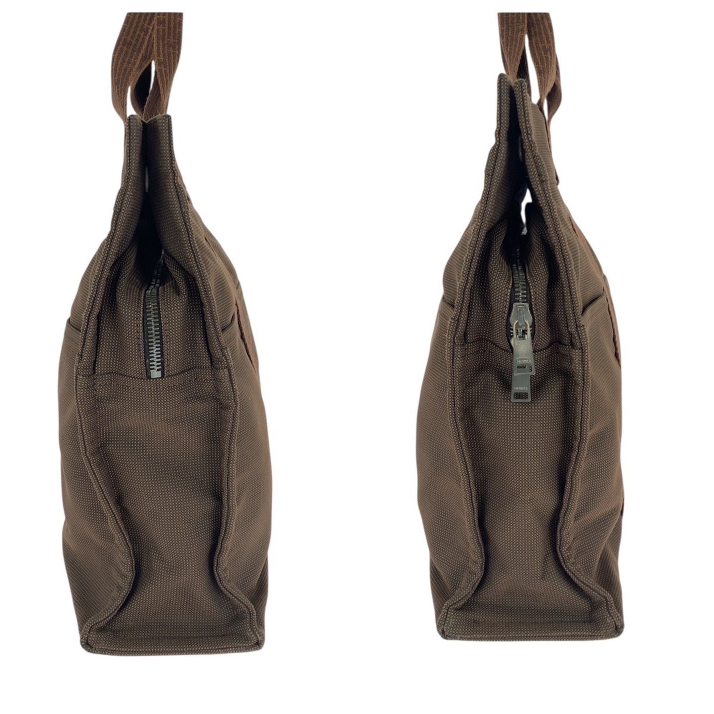 Hermes Air Line Mm Brown Canvas Tote Bag With Silver Hardware