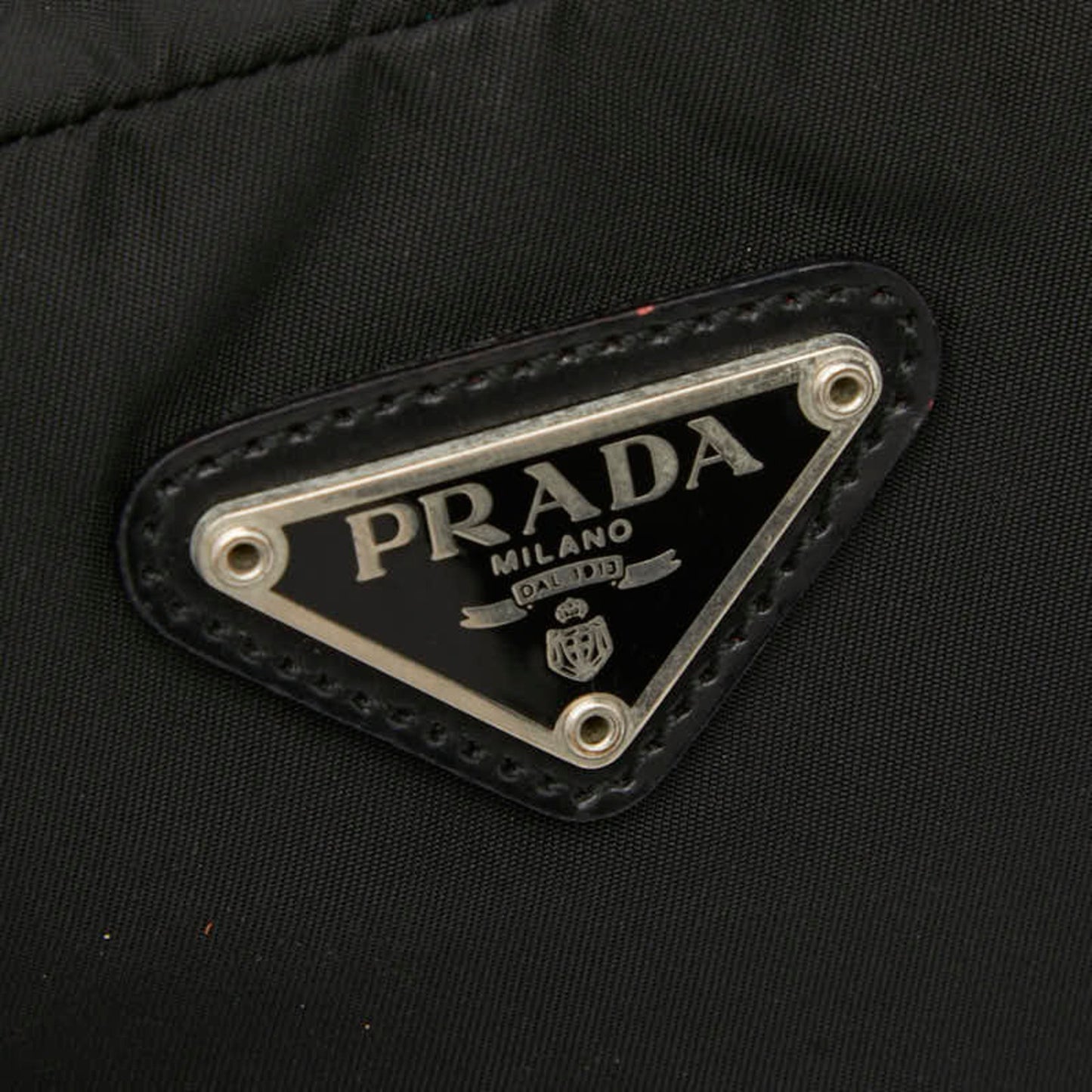 Prada Triangle Logo Plate Pocono Pouch Mv348 Black Nylon