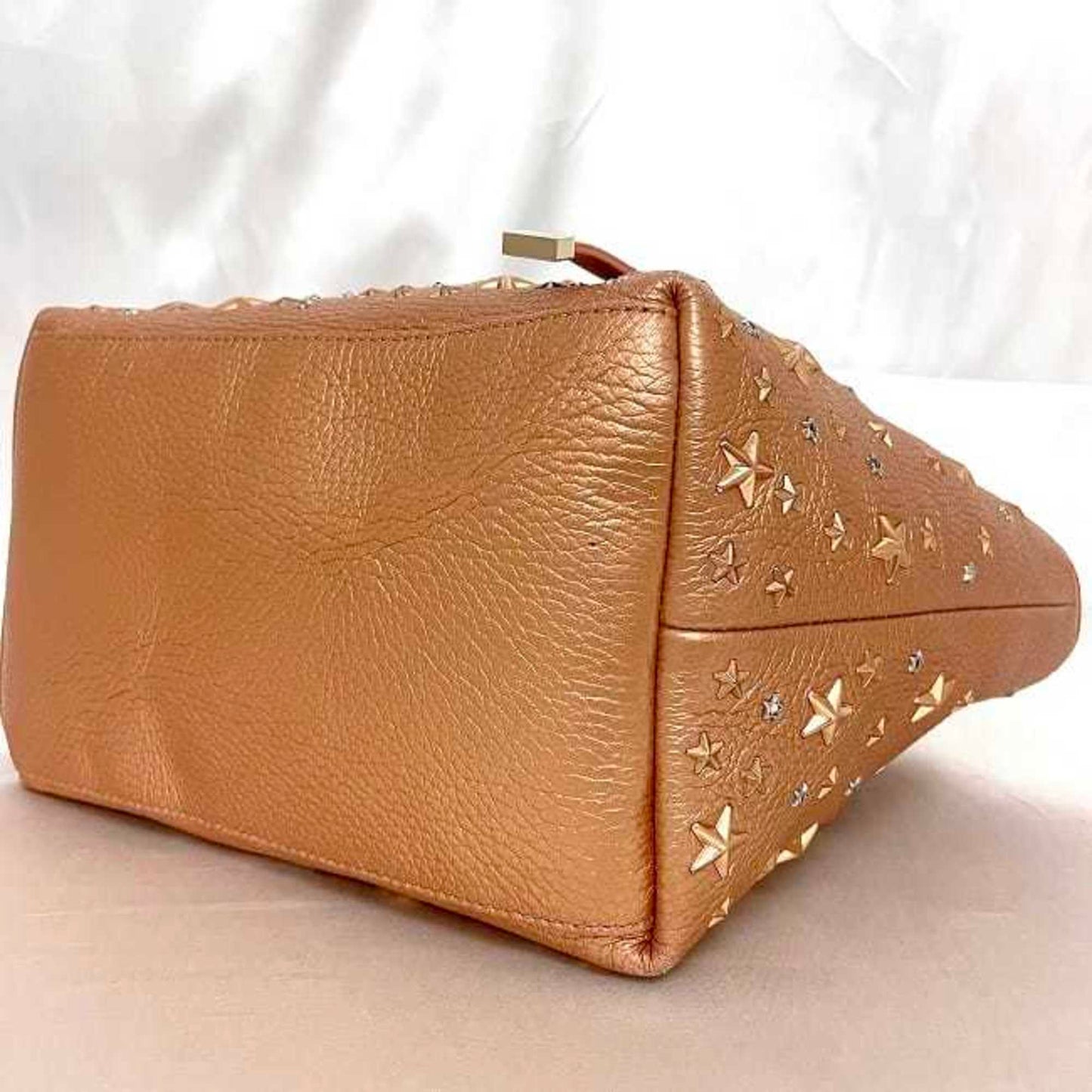 Jimmy Choo Tote Bag Sasha S Ec-22979 Pink Gold Leather Jimmy Choo Star Studs Mini Rhinestone