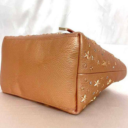Jimmy Choo Tote Bag Sasha S Ec-22979 Pink Gold Leather Jimmy Choo Star Studs Mini Rhinestone