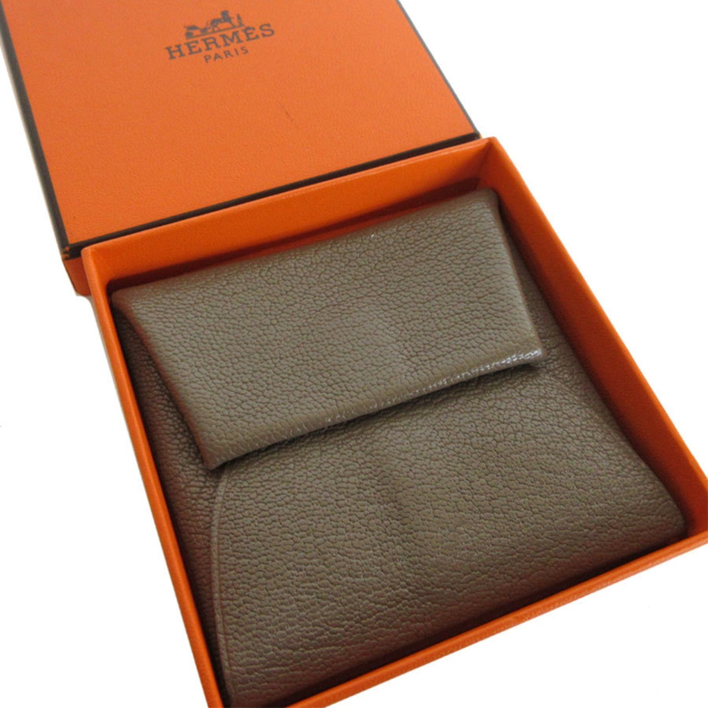 Hermes Hermes Wallet/Coin Case Bastia Leather Greige