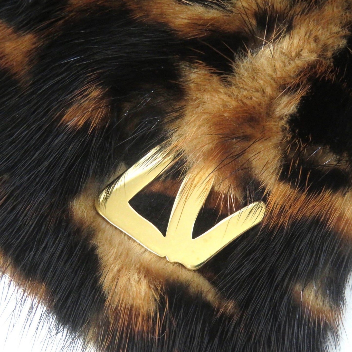 Louis Vuitton 412005 Mink Fur Shawl Scarf With Lv Logo Hardware And Leopard Print