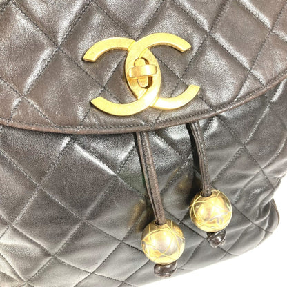 Chanel Matelasse Quilted Vintage Cc Coco Mark Logo Backpack With Ball Drawstring And Chain