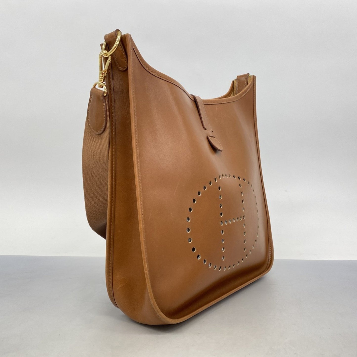 Hermes Herms Evelyn 1 Shoulder Bag In Box Calf Noisette