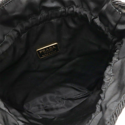 Prada Prada Beaded Shoulder Bag Nylon Nero Black