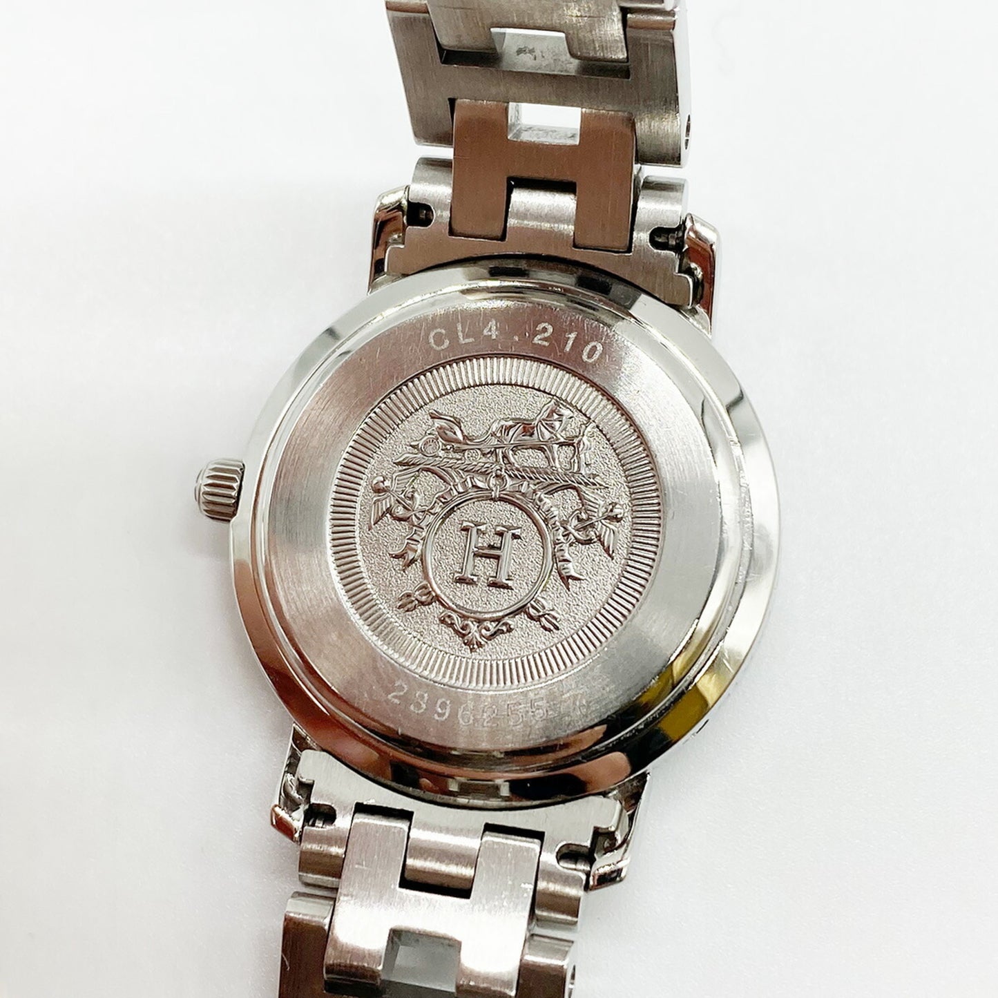 Hermes Watch Cl4.210 Clipper Quartz Pink Shell Stainless Steel Dial