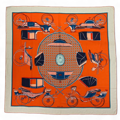 Hermes Carr 140 "Les Voitures A Transformation" Folding Canopy Carriage Scarf/Muffler