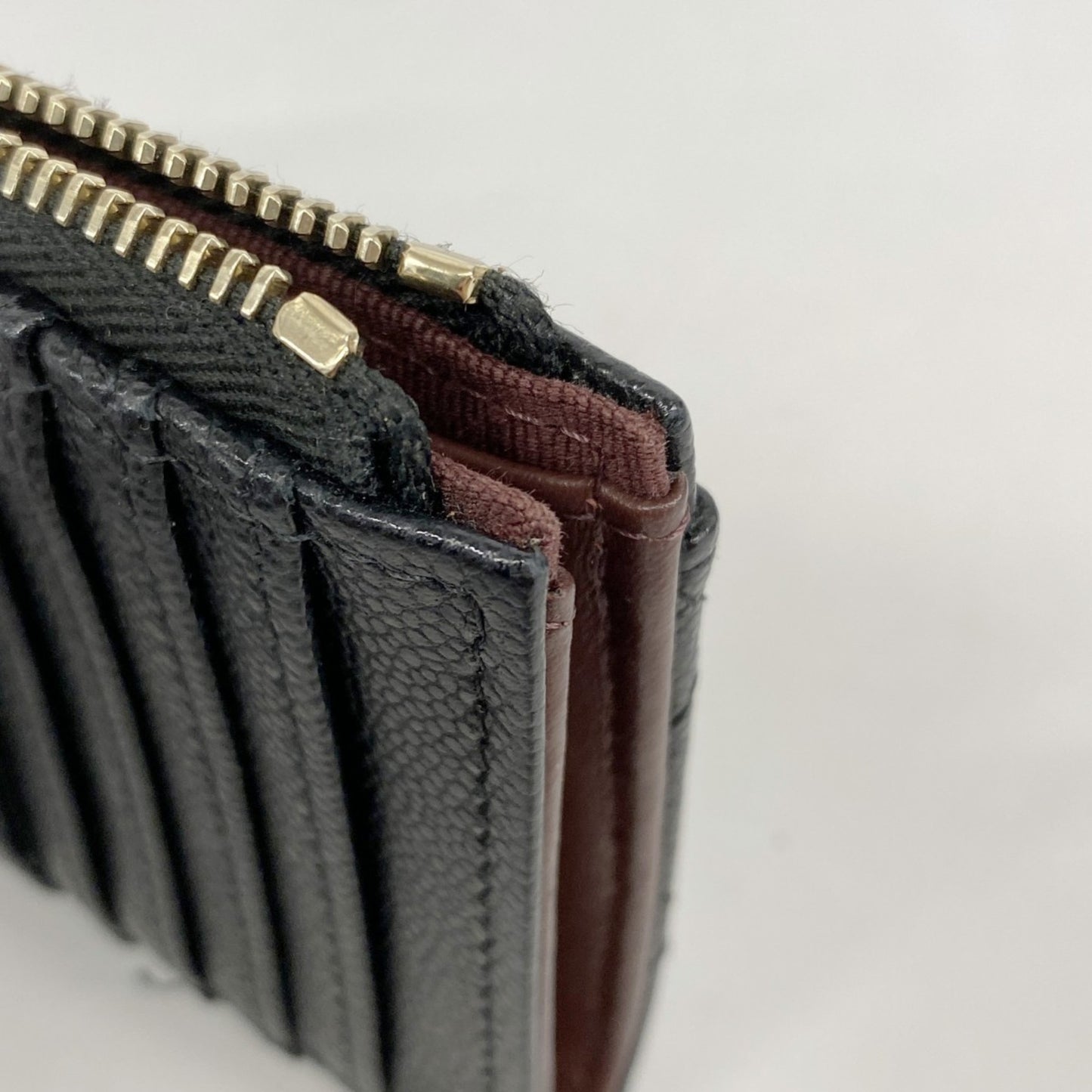 Chanel Wallet/Coin Case Matelasse Caviar Leather Black Champagne