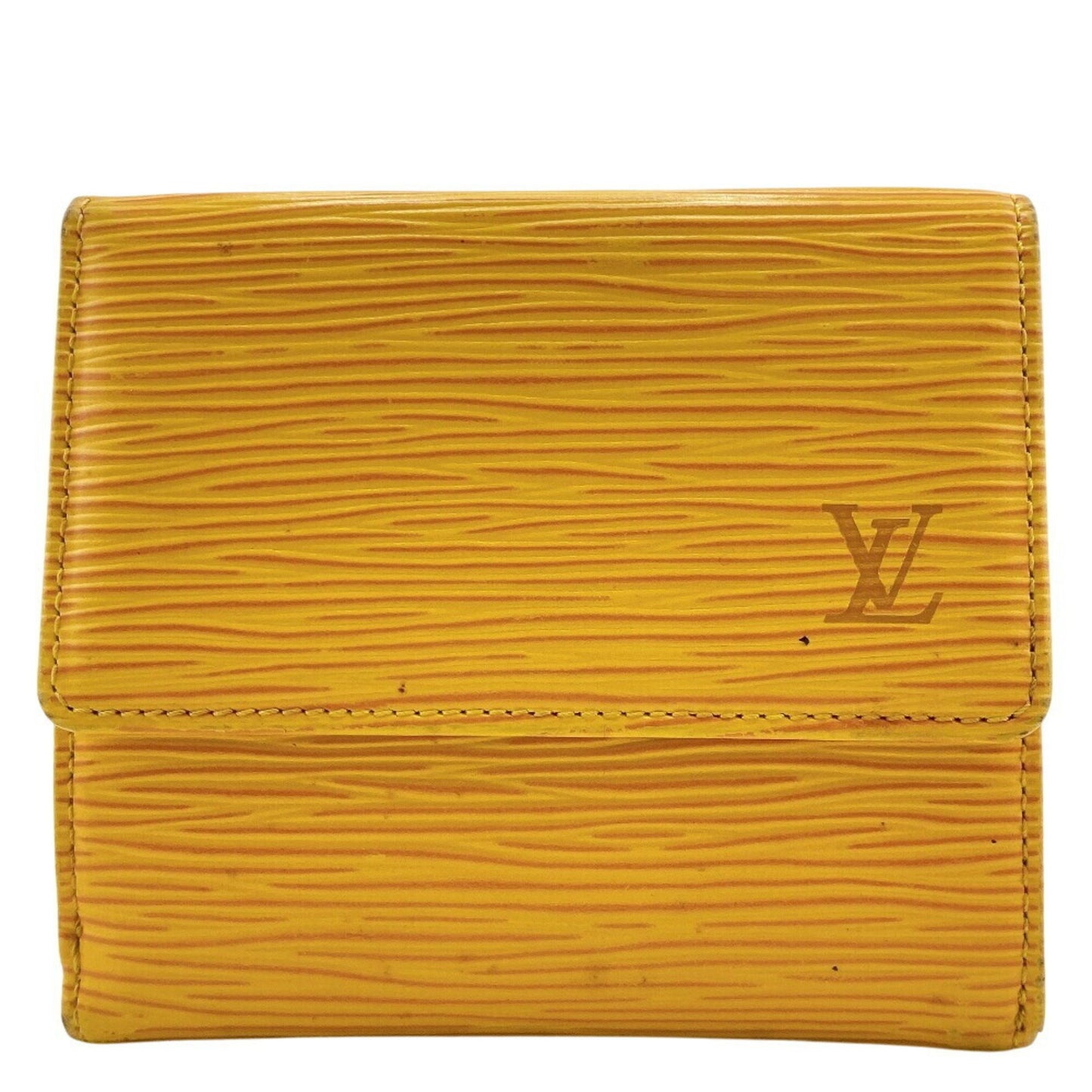 Louis Vuitton M63489 Porte Monnaie Bi-E Carte Credit Compact Wallet Epi Tri-Fold Yellow