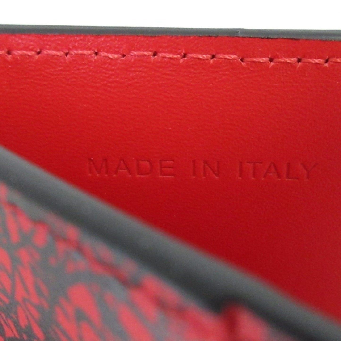 Christian Louboutin Logo Design Studded Business Card Holder/Card Case Red X Black Silver Hardware