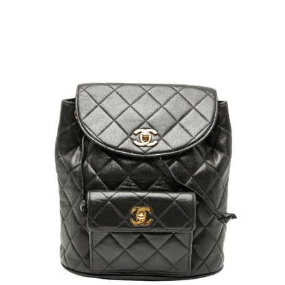 Chanel Matelasse Coco Mark Chain Backpack In Black Lambskin