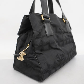 Chanel New Travel Nylon Handbag In Black Champagne