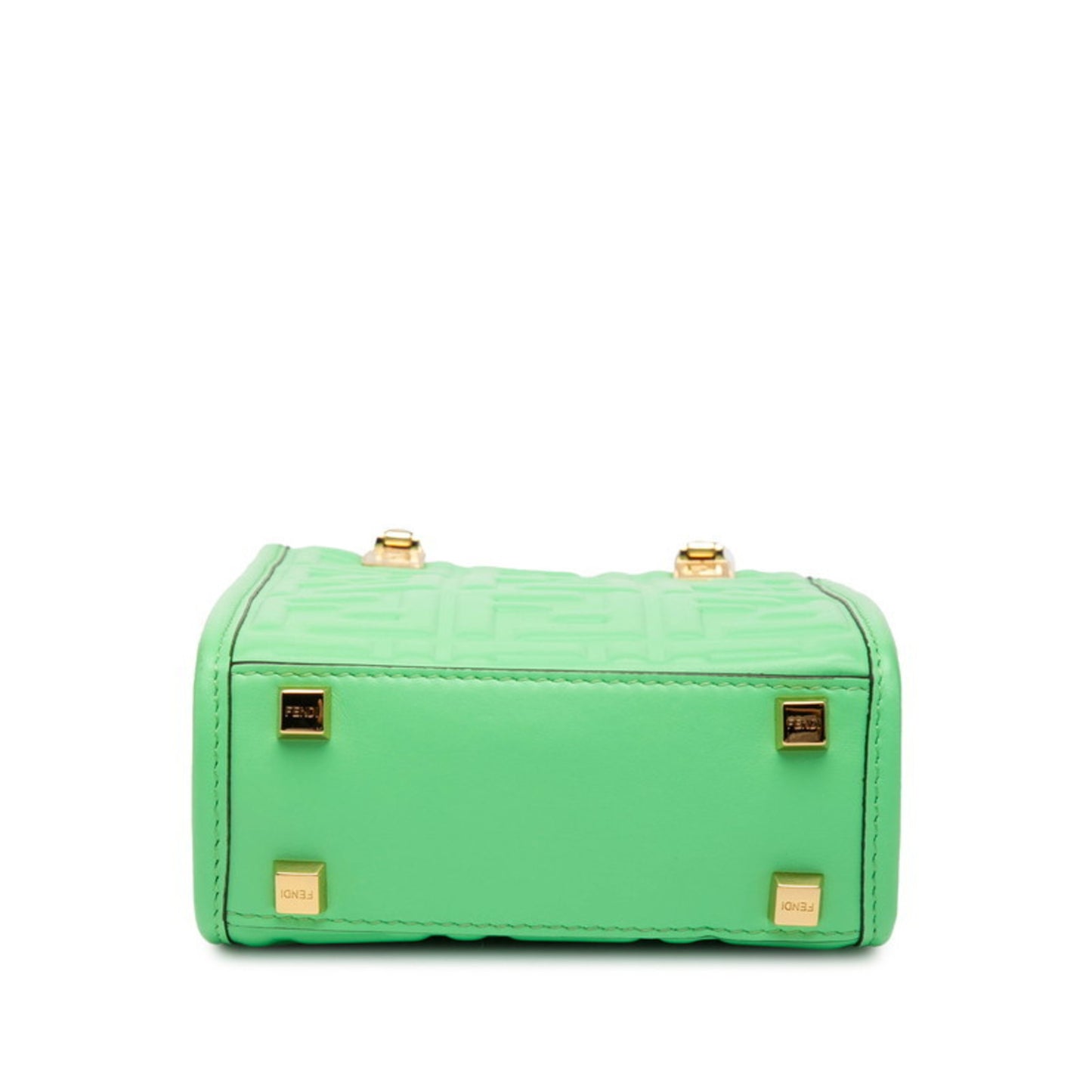 Fendi Sunshine Shopper Small Handbag/Shoulder Bag 2Way 8Bs051 Green/Brown Leather