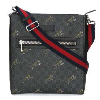 Gucci Shoulder Bag 474137 Gg Supreme Canvas Black Grey Tiger