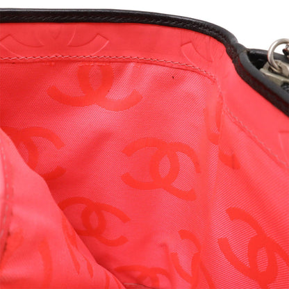 Chanel Cambon Line Coco Mark Bi-Fold Wallet Round Calf Leather Enamel Black Pink A50080