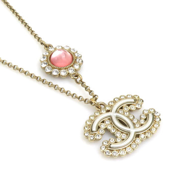 Chanel Necklace Coco Mark Metal Rhinestone Gold Silver Pink