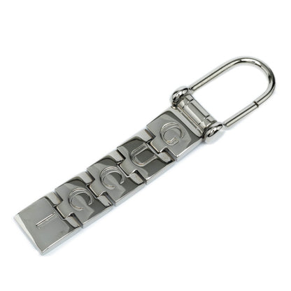 Gucci Logo Keychain Charm In Silver Metal