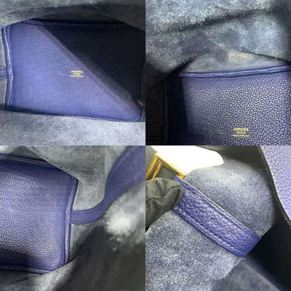 Hermes Picotin Lock Pm Togo Handbag Blue Saphir C Stamp Hermes