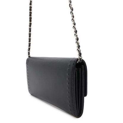 Chanel Chain Wallet Coco Mark Leather Chanel Black