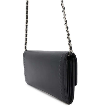 Chanel Chain Wallet Coco Mark Leather Chanel Black