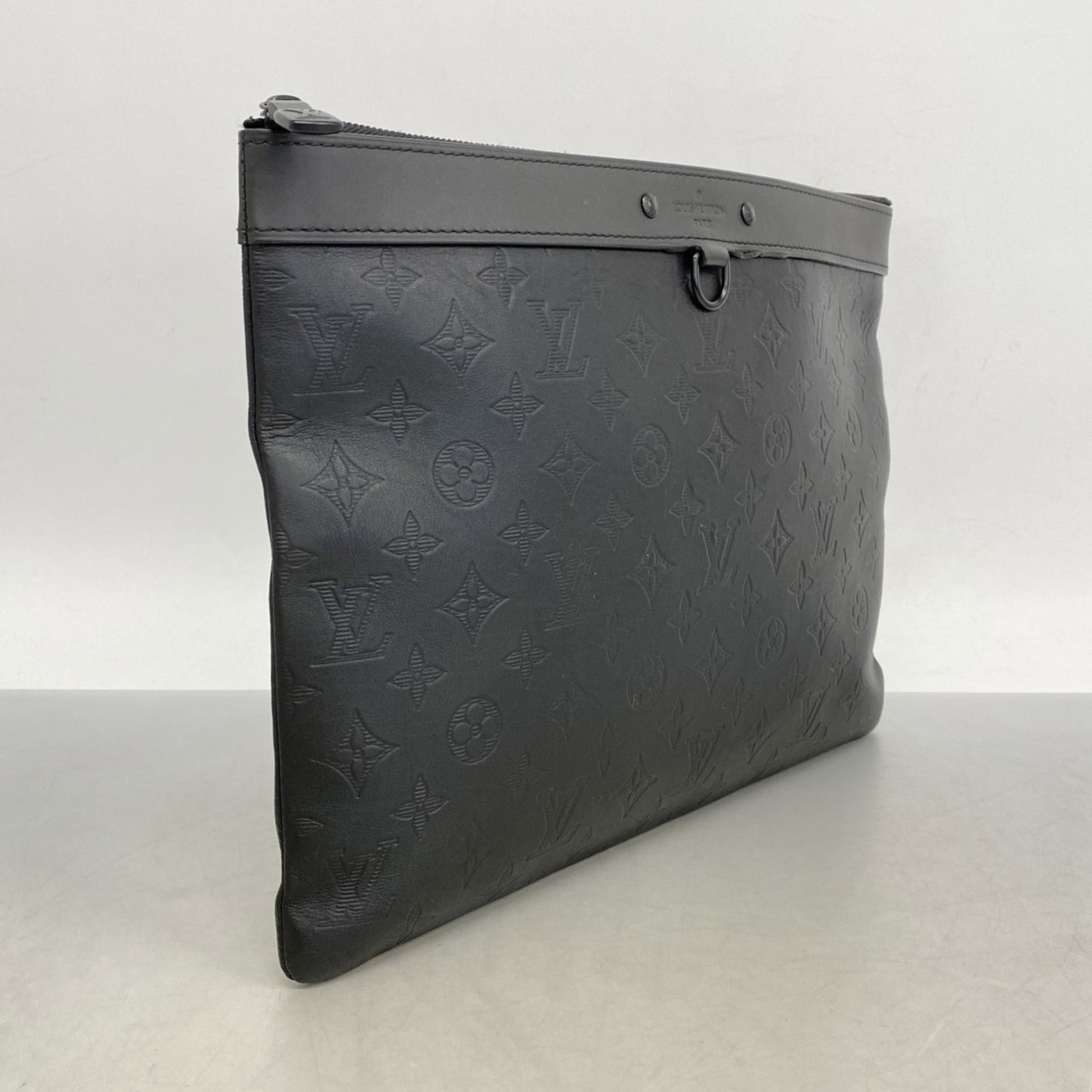 Louis Vuitton Monogram Shadow Pochette Discovery Clutch Bag M62903 Black