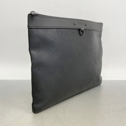 Louis Vuitton Monogram Shadow Pochette Discovery Clutch Bag M62903 Black