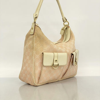 Gucci Gg Canvas Abbey Shoulder Bag 153025 Pink White Silver Champagne