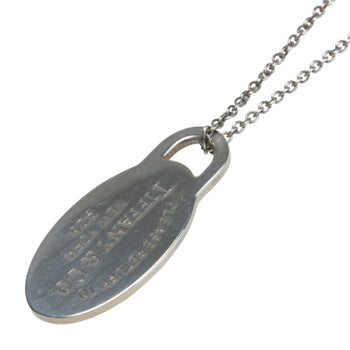 Tiffany & Co. Please Return To Plate Chain Pendant Necklace In 925 Sterling Silver.