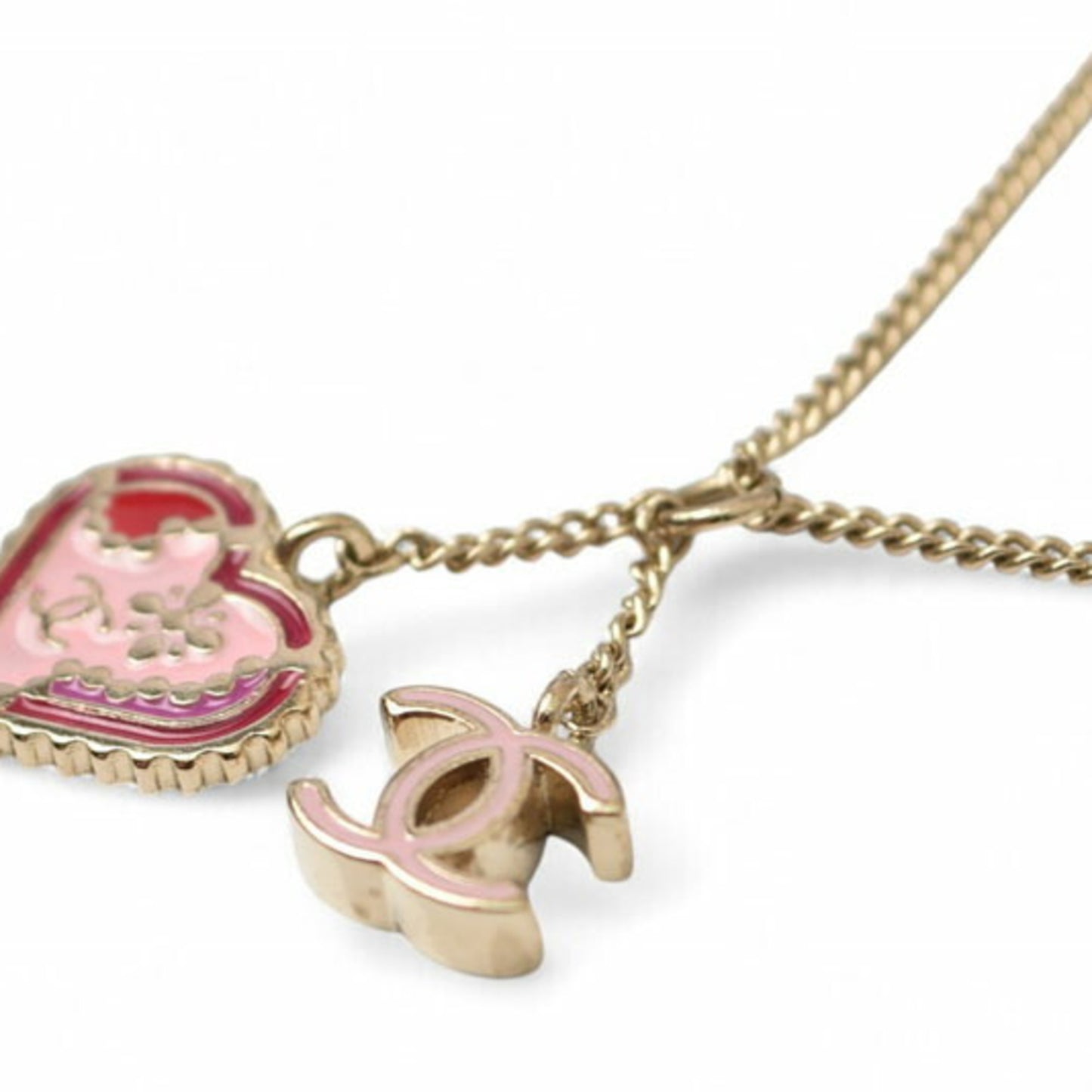 Chanel Bangle Chain Bracelet Chanel Cc Coco Heart Pink Gold 05