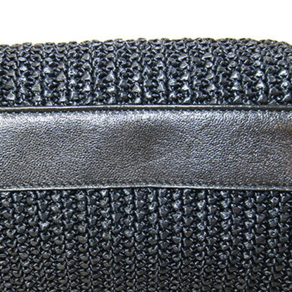 Saint Laurent Nolita Handbag 607465 Black Raffia Leather Chain Shoulder Bag