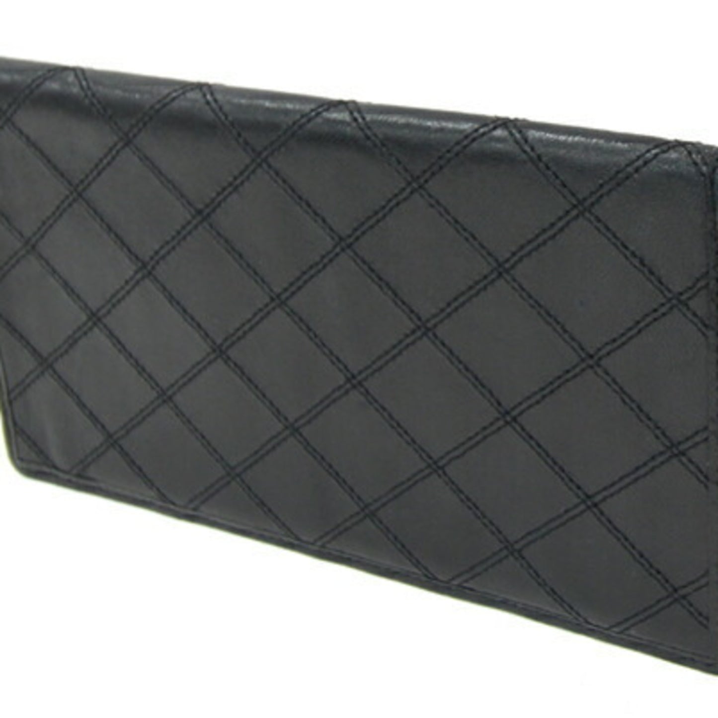 Chanel Bi-Fold Long Wallet Bicolor Black Leather Old Chanel