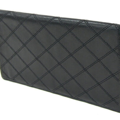 Chanel Bi-Fold Long Wallet Bicolor Black Leather Old Chanel