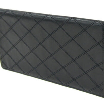 Chanel Bi-Fold Long Wallet Bicolor Black Leather Old Chanel