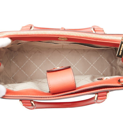 Michael Kors Logo Hardware Handbag Tote Bag Red Leather