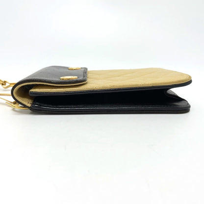 Chanel Bag Pouch Pochette Waist Pouch Black X Beige Goldhardware