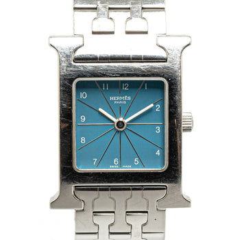 Hermes H Watch Wristwatch Hh1.210 Quartz Blue Dial Stainless Steel