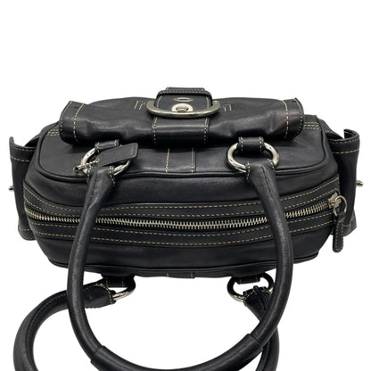 Coach Soho Boston Leather Satchel Bag In Black With Silver Hardware