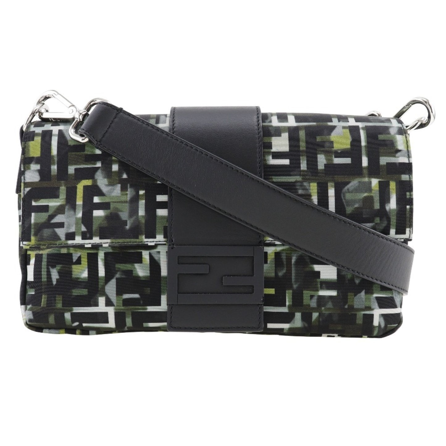 Fendi Mamma Bucket Shoulder Bag 3Way Body Clutch Zucca Camouflage Pattern 7V72 Nylon Black 3Way Type
