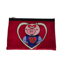 Dolce & Gabbana Super Pig Dg Love Print Handpouch Clutch Bag In Red