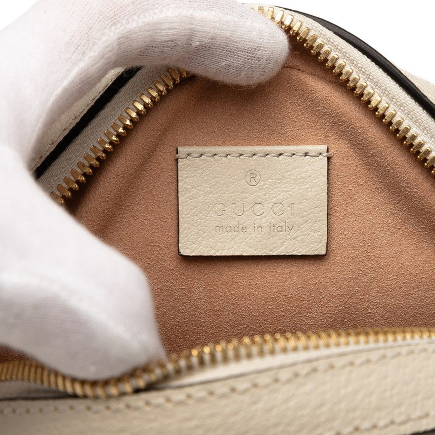 Gucci Ophidia Gg Supreme Mini Round Chain Shoulder Bag 550618 White Leather